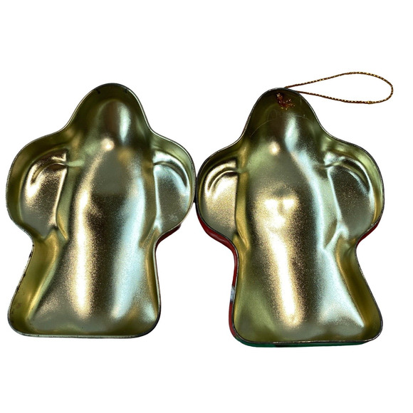 Vintage 90s Santa Tin Christmas Tree Holiday Gift Box Or Decor Container - Picture 4 of 6